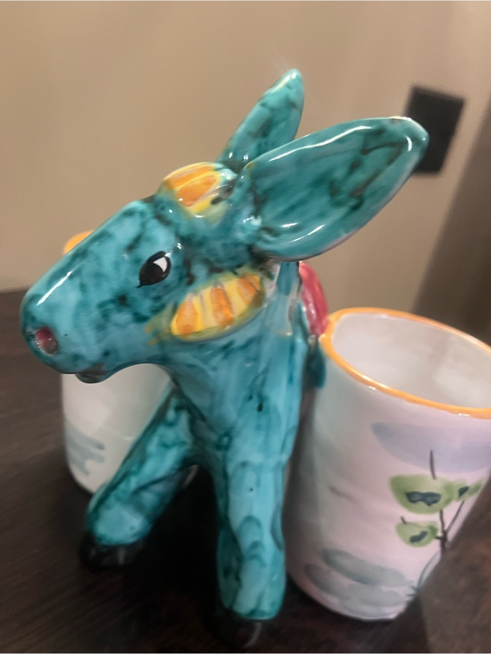 MCM Tito Corti Italy Majolica Ceramic Donkey Double Planter Signed TC Vintage - Picture 7 of 9